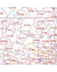 Carroll County ZIP Code Map, Maryland