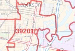 Jackson ZIP Code Map, Mississippi
