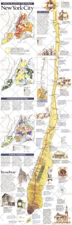 New York City Published 1990 Map