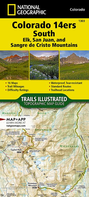Colorado 14ers South Map [San Juan, Elk, and Sangre de Cristo Mountains]
