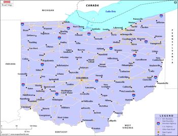Large Detailed Tourist Map Of Ohio With Cities And Towns