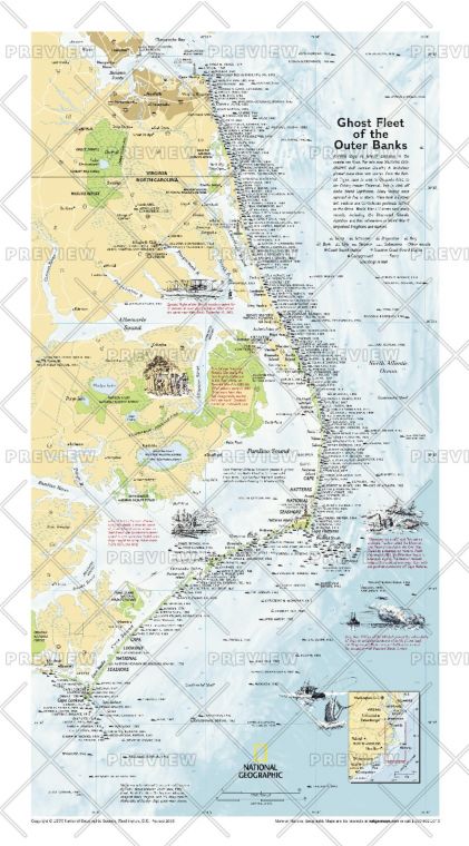 Ghost Fleet Of The Outer Banks 1970 Map Published 2008