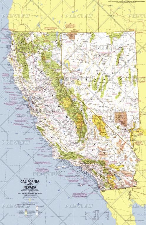 Close Up Usa California And Nevada Published 1974 Map
