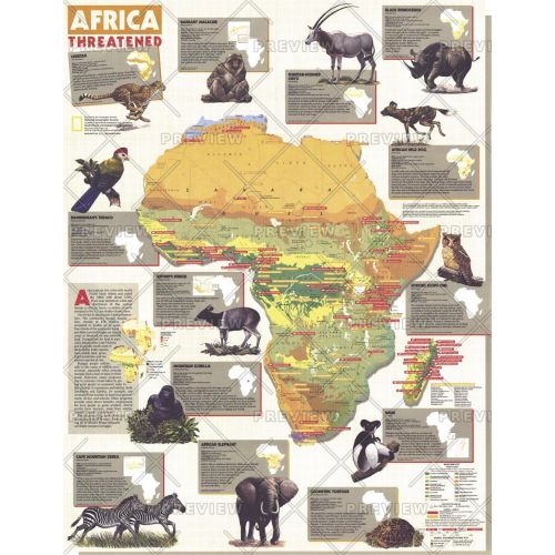 Africa Threatened Published 1990 Map