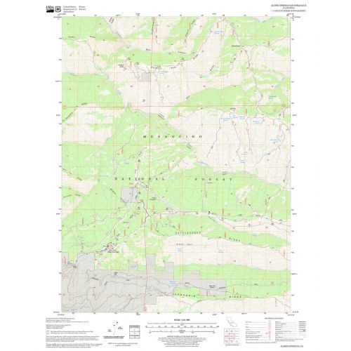 Alder Springs Quadrangle Map, California Map