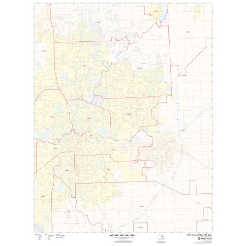 Allen County ZIP Code Map, Indiana