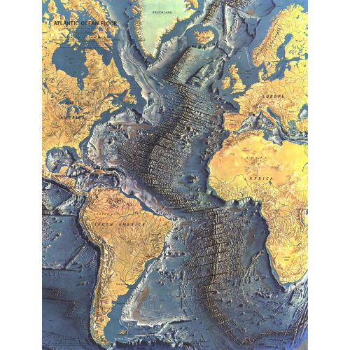 Atlantic Ocean Floor Published 1968 Map