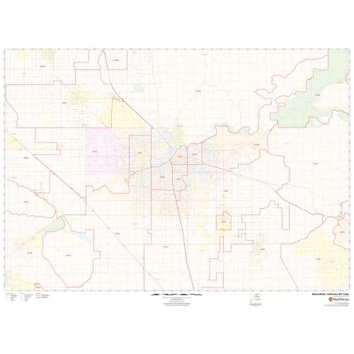Bakersfield ZIP Code Map, California