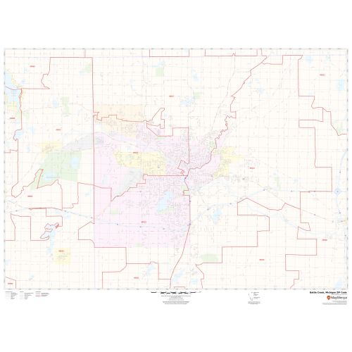 Battle Creek ZIP Code Map, Michigan