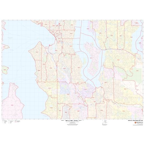 Bellevue ZIP Code Map, Washington