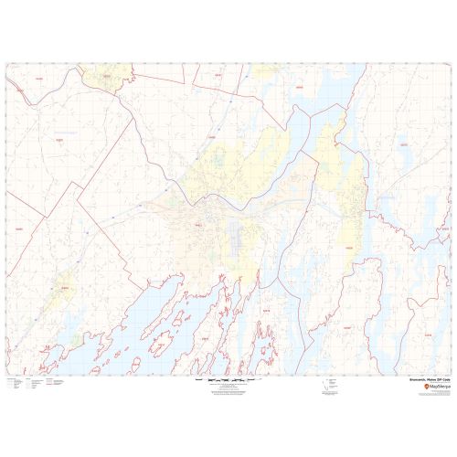 Brunswick ZIP Codes Map, Maine