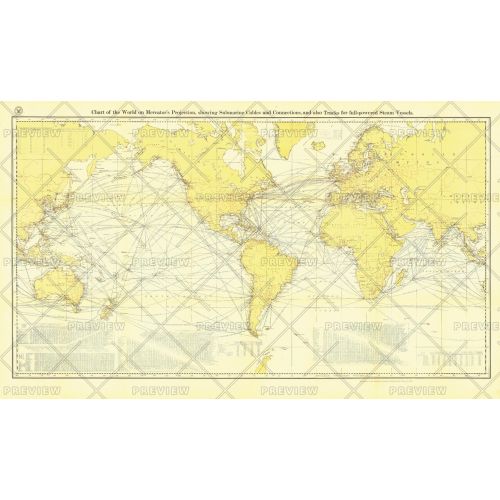 Chart Of The World On Mercator S Projection Published 1905 Map