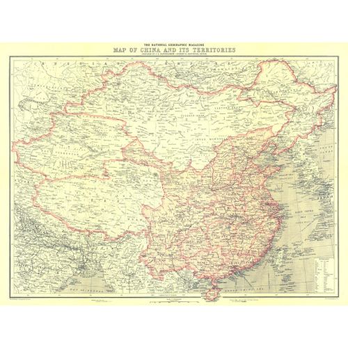 China And Its Territories Published 1912 Map