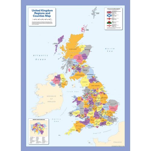 Colour Blind Friendly Counties Wall Map Of The United Kingdom