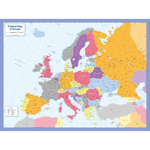 Colour Blind Friendly Political Wall Map Of Europe