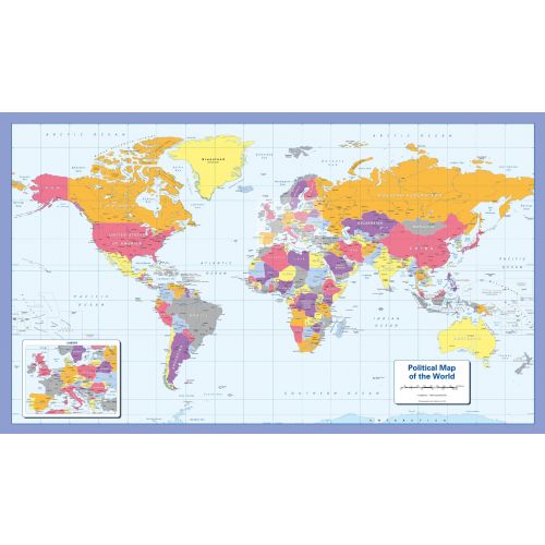 Colour Blind Friendly Political Wall Map Of The World