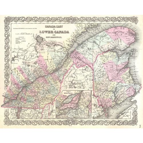 Colton Map Of Canada East Or Quebec 1855