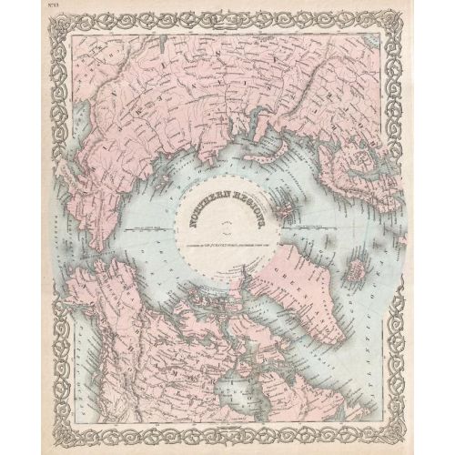 Colton Map Of The North Pole Or Arctic 1872