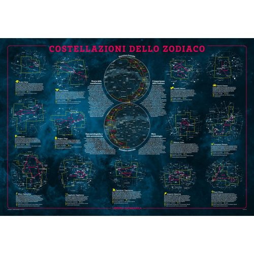 Constellation Of The Zodiac Wall Map Italian