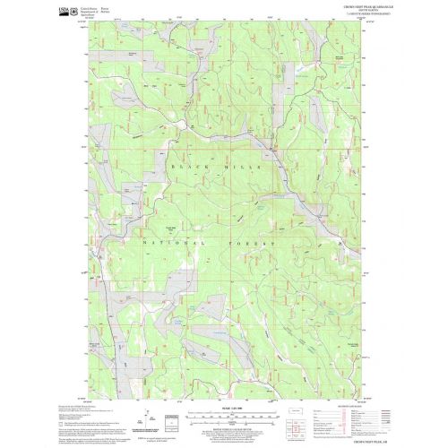 Crows Nest Peak Quadrangle Map, South Dakota Map
