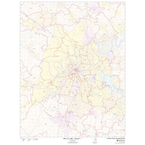 Davidson County ZIP Code Map, Tennessee