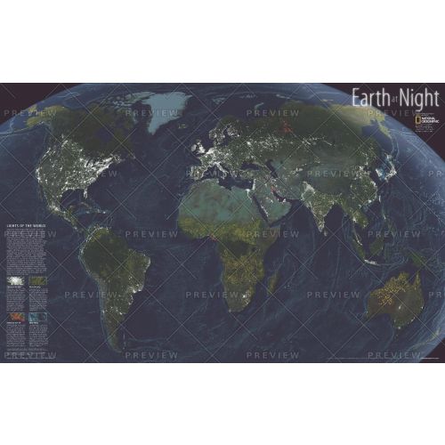 Earth At Night Published 2004 Map