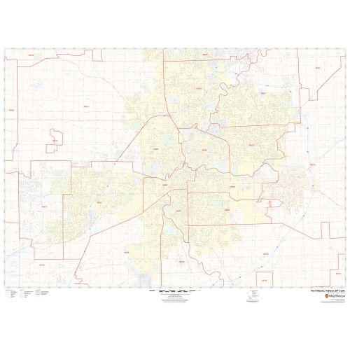 Fort Wayne ZIP Code Map, Indiana