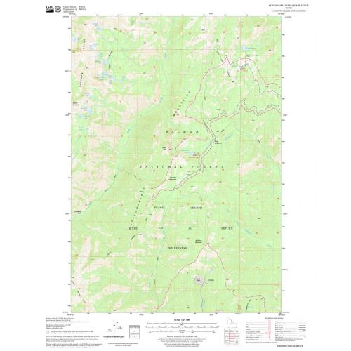 Hoodoo Meadows Quadrangle Map, Idaho Map