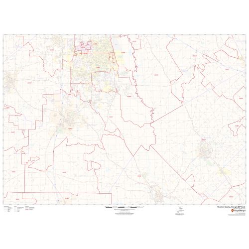 Houston County ZIP Code Map, Georgia