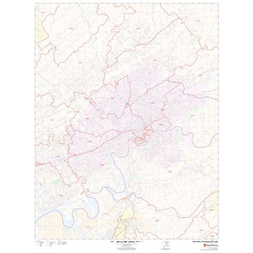 Knoxville ZIP Code Map, Tennessee