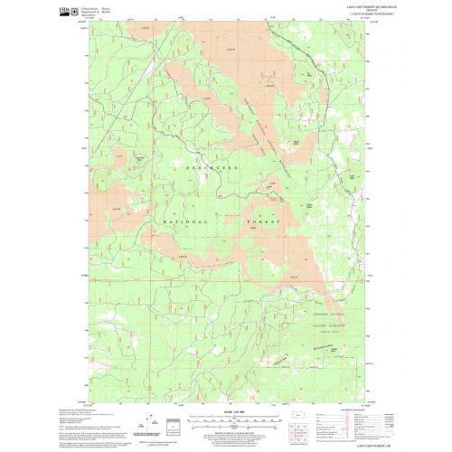Lava Cast Forest Quadrangle Map, Oregon Map