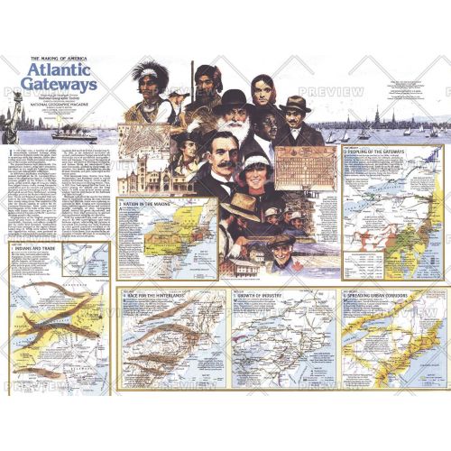 Making Of America Atlantic Gateways Theme Published 1983 Map