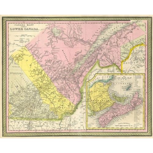 Mitchell Map Of Eastern Canada Including Quebec 1850
