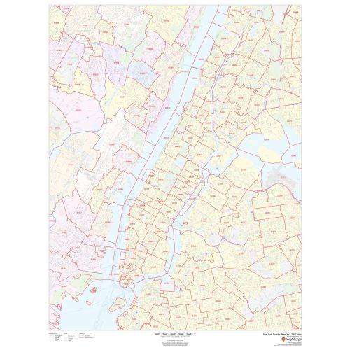 New York County New York Zip Codes Map