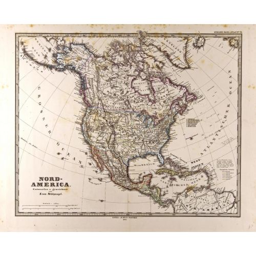 North America Map In German Gotha Justus Perthes 1872 Atlas