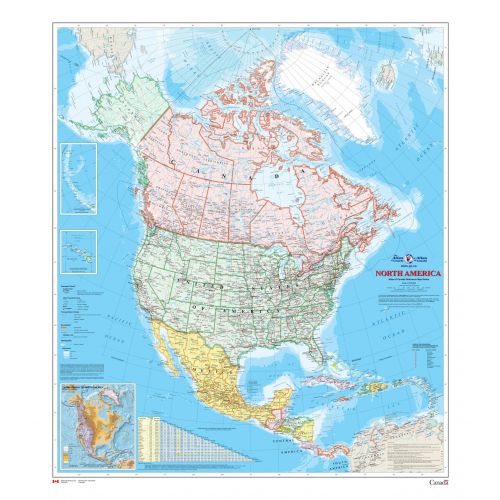 North America Wall Map Atlas Of Canada