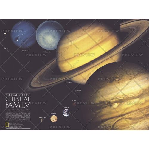 Portraits Of Our Celestial Family Published 1990 Map