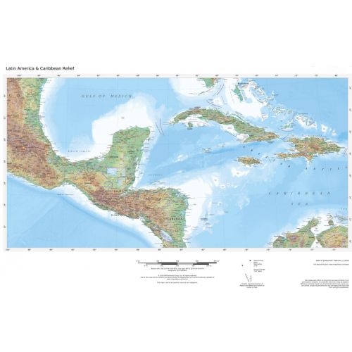 Regional Relief Central America Caribbean Map