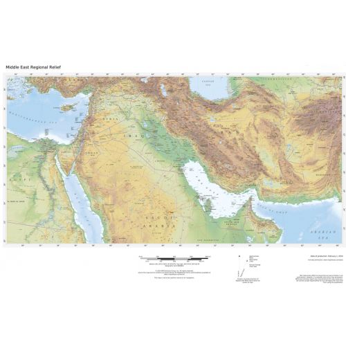 Regional Relief Middle East Map