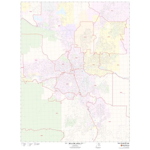 Reno ZIP Code Map, Nevada