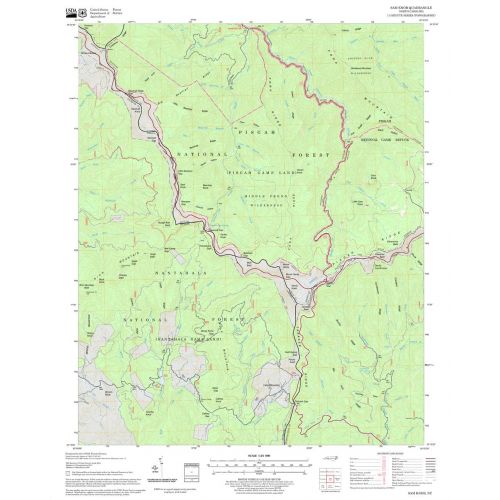 Sam Knob Quadrangle Map, North Carolina Map