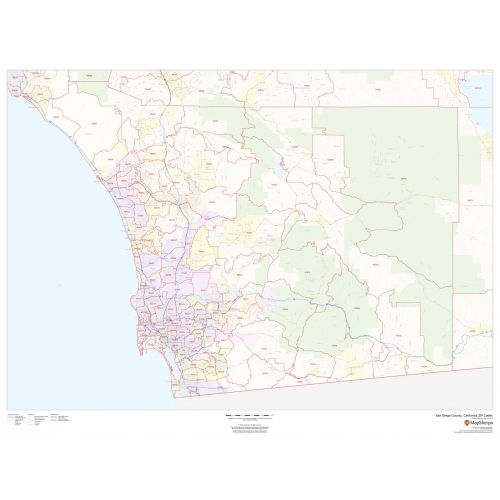 San Diego County California Zip Codes Map