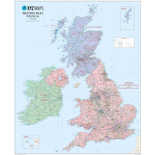 Scottish British Isles Political Wall Map