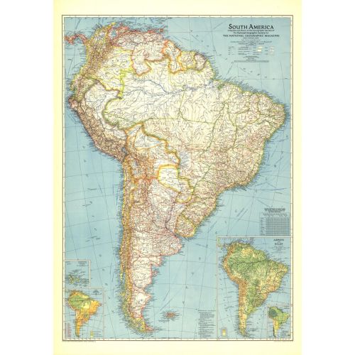 South America Published 1942 Map