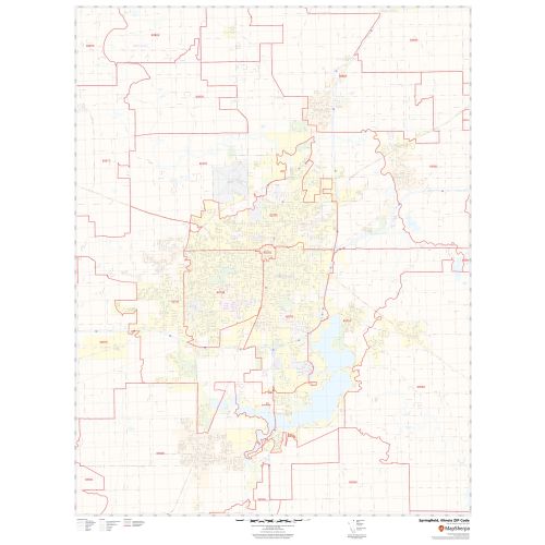 Springfield ZIP Code Map, Illinois