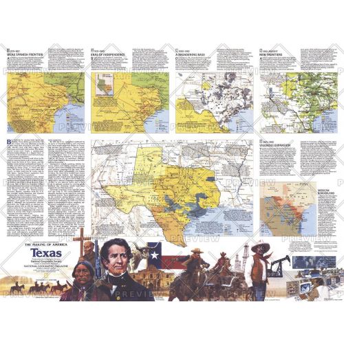 The Making Of America Texas Theme Published 1986 Map