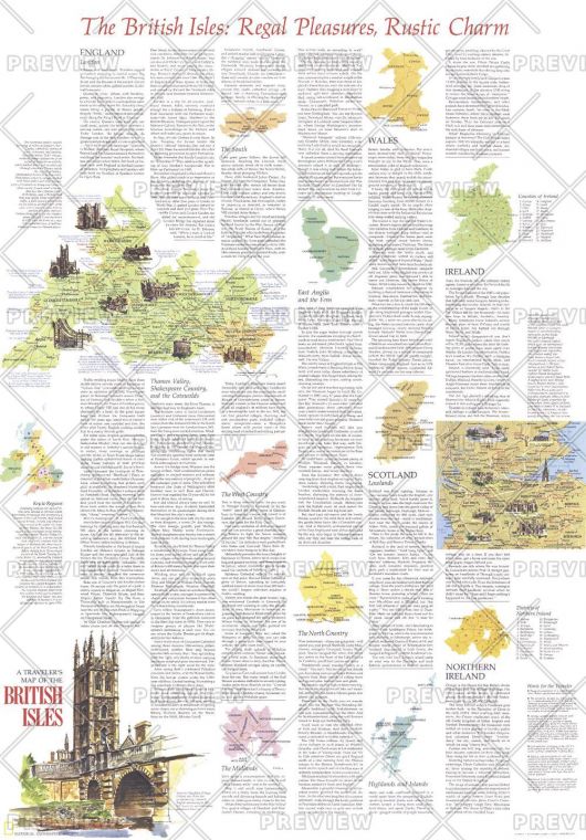 Travelers Map Of The British Isles Theme Published 1974