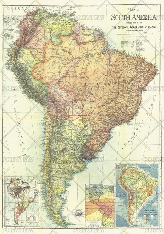 South America Published 1921 Map