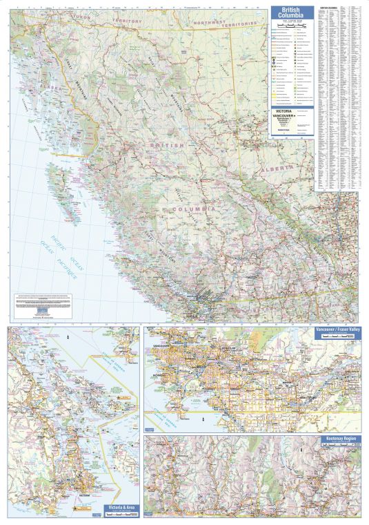 British Columbia Wall Map Large