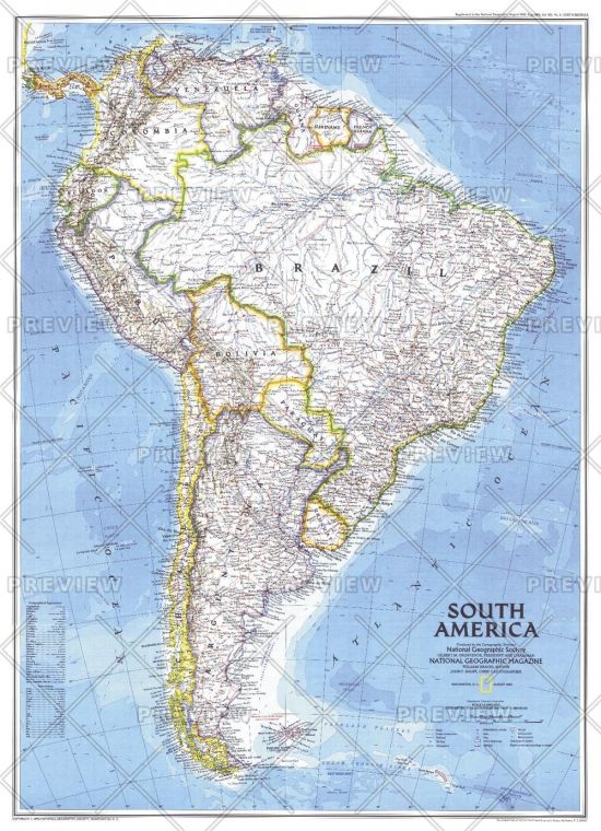 South America Published 1992 Map